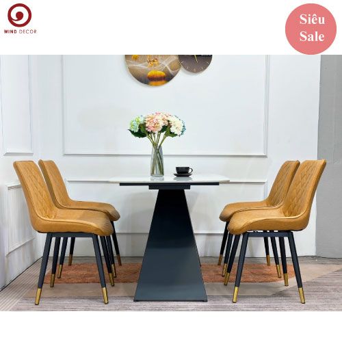 Bộ bàn ăn Eliot Ceramic và 4 Ghế Ezzor-G