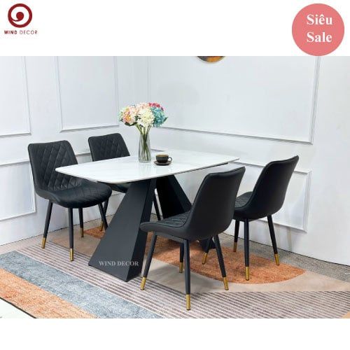 Bộ bàn ăn Eliot Ceramic và 4 Ghế Ezzor-G