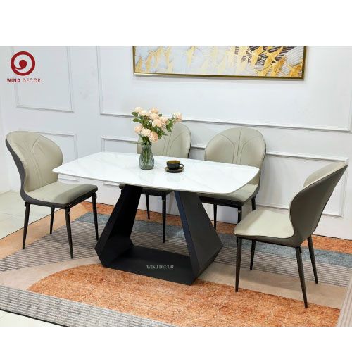 Bộ bàn ăn Simple Ceramic và 4 Ghế Gemma