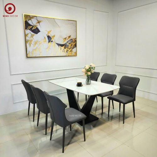 Bộ bàn ăn Vimo Ceramic và 6 Ghế Kelly