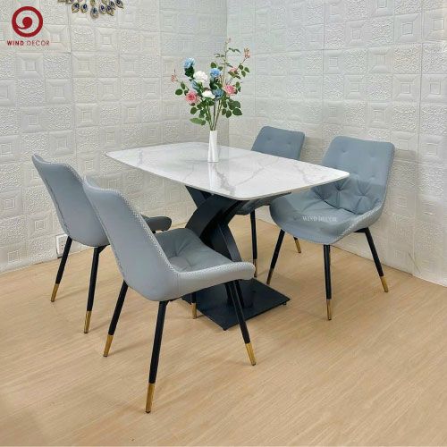 Bộ bàn ăn Tiara Ceramic và 4 Ghế Hima