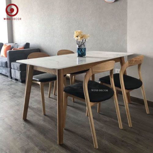 BAC-74 Bộ bàn ăn Uli Ceramic và 4 ghế Neva không tay