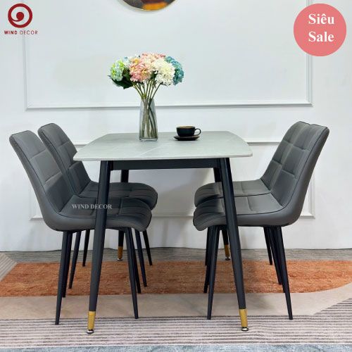 Bộ bàn ăn Ceramic và 4 Ghế Iva