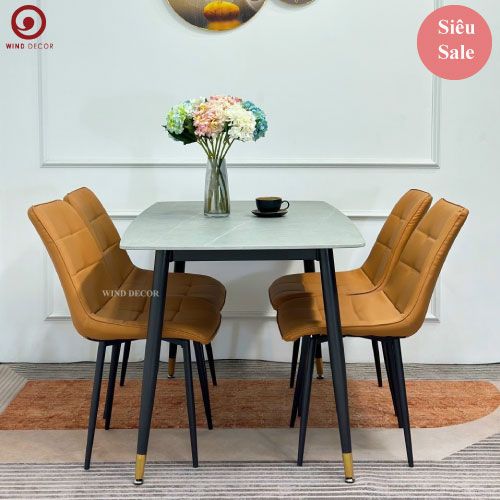Bộ bàn ăn Ceramic và 4 Ghế Iva