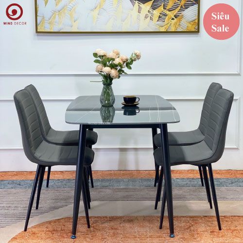 Bộ bàn ăn Ceramic và 4 Ghế Elis