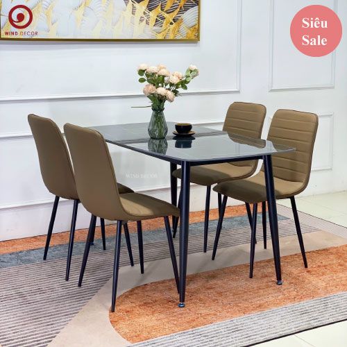 Bộ bàn ăn Ceramic và 4 Ghế Elis