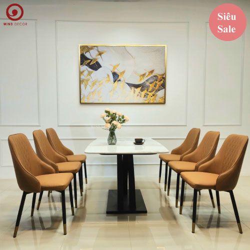 Bộ bàn ăn Tiara Ceramic và 6 Ghế Sandy