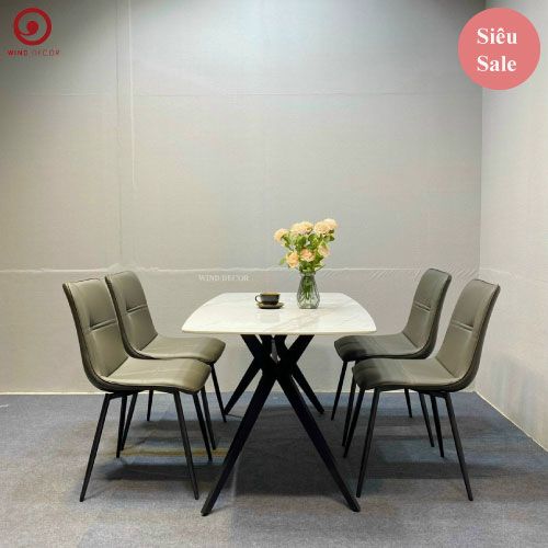 Bộ bàn ăn Ceramic A1 và 4 Ghế Cross