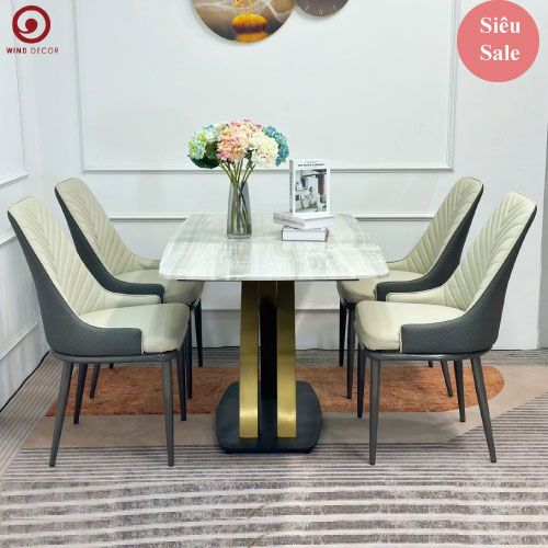 Bộ bàn ăn Tiara Ceramic và 4 Ghế Sunny