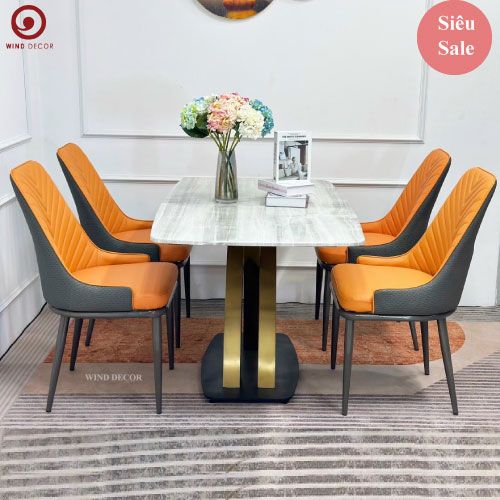 Bộ bàn ăn Tiara Ceramic và 4 Ghế Sunny