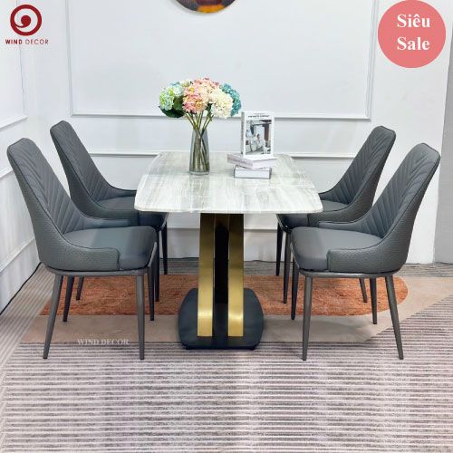 Bộ bàn ăn Tiara Ceramic và 4 Ghế Sunny