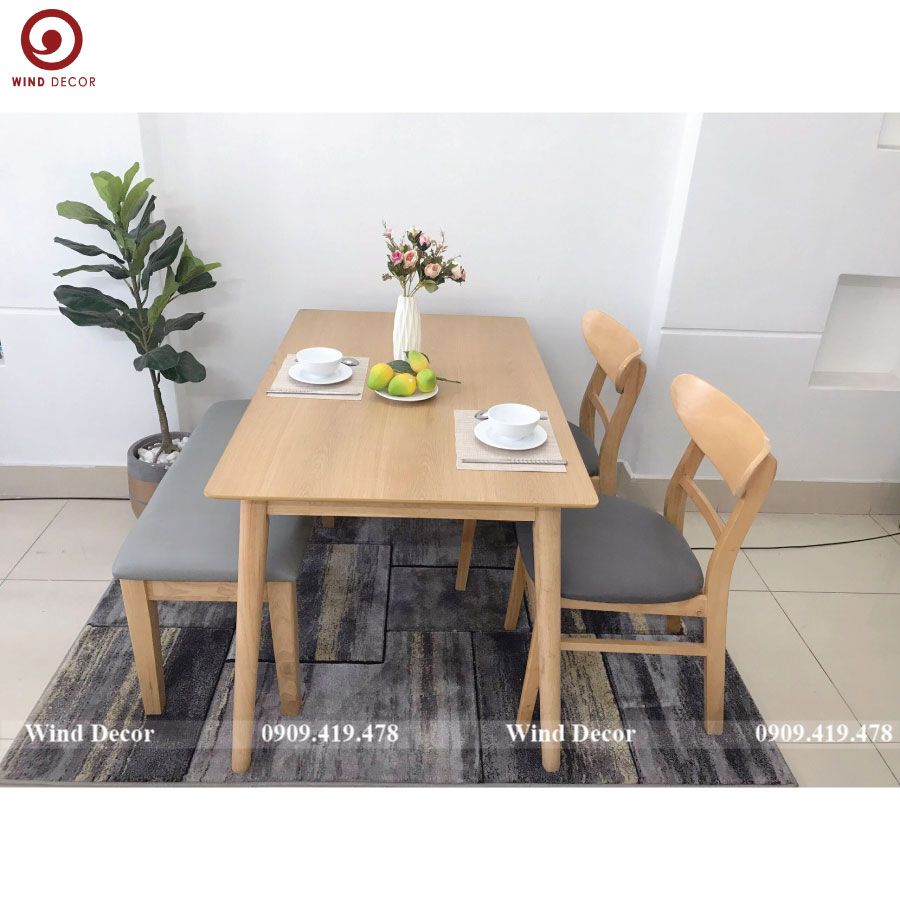 BA-44 Bộ Bàn Ăn 2 Ghế Mango + Băng Ghế