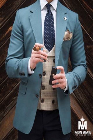 Áo Khoác Blazer Nam Màu Xanh Ngọc - Cổ Ve Xuôi  - 2 Nút  - S20