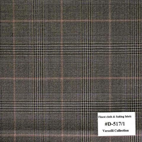 D-517/1 Vercelli V9 - Vải Suit 95% Wool - Nâu Caro