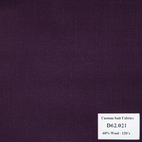 D62.021 Kevinlli V4 - Vải Suit 60% Wool - Tím cẩm quỳ Trơn