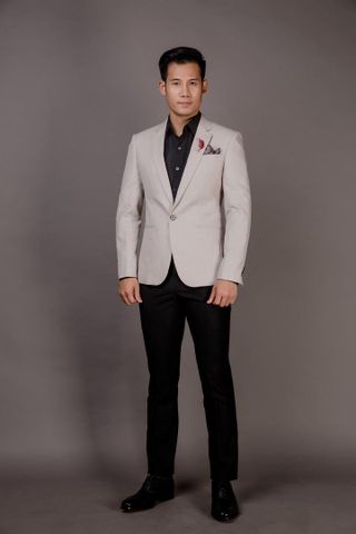 Áo Khoác Blazer Nam Xám Kem- Cổ Ve Xuôi - 1 Nút - 002