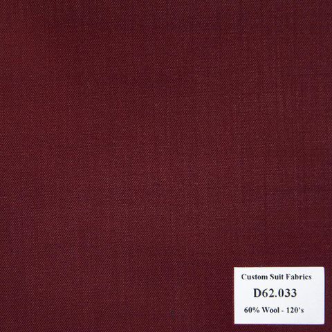 D62.033 Kevinlli V4 - Vải Suit 60% Wool - Đỏ sẫm Trơn