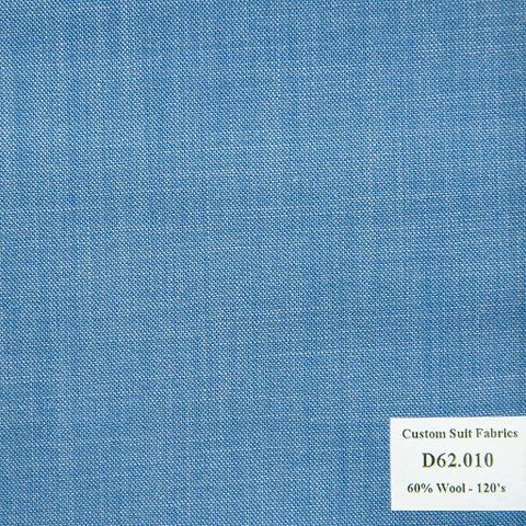 D62.010 Kevinlli V4 - Vải Suit 60% Wool - Xanh Dương Trơn
