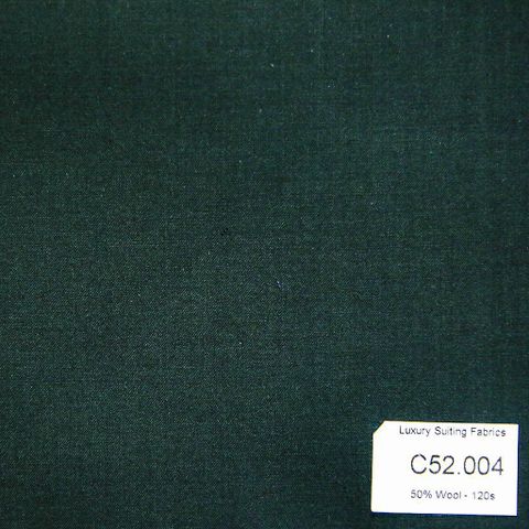 C52.004 Kevinlli V3 - Vải Suit 50% Wool - Xanh Lá Trơn