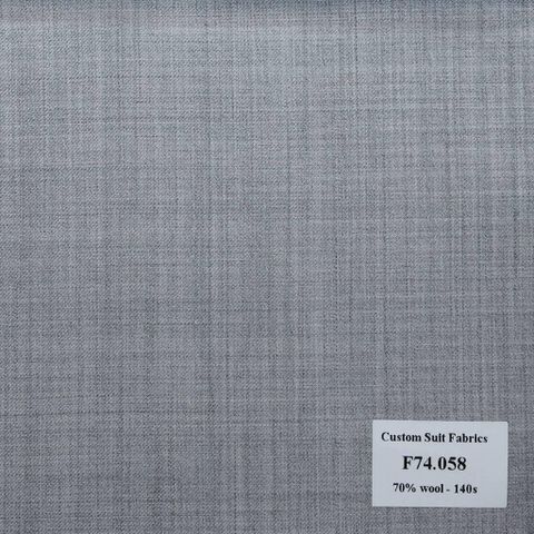 [ Hết hàng ] F74.058 Kevinlli V6 - Vải Suit 70% Wool - Xám Trơn