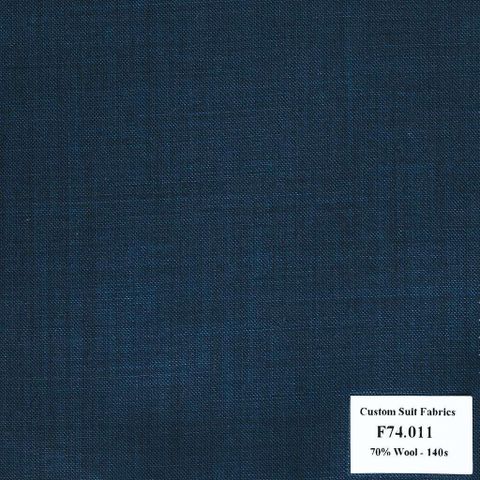 F74.011 Kevinlli V6 - Vải Suit 70% Wool - Xanh Dương Trơn