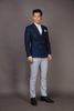 Áo Khoác Blazer Nam Caro Xanh Navy- Cổ Ve Ngược - 6 Nút Cài Chòm - 25003-2