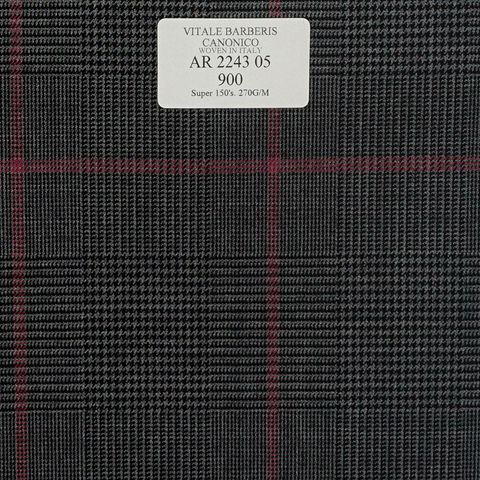 AR 2243 05 CANONICO - 100% Wool - Đen Caro Đỏ