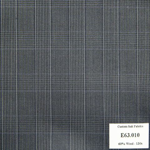 E63.010 Kevinlli V5 - Vải Suit 60% Wool - Xám Caro