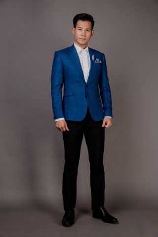 Áo Khoác Blazer Nam Xanh Đậm - Cổ Ve Xuôi  - 2 Nút - 003