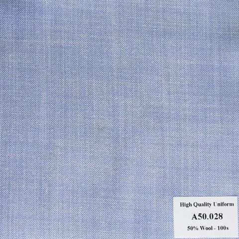 A50.028 Kevinlli V1 - Vải Suit 50% Wool - Xanh Dương Trơn