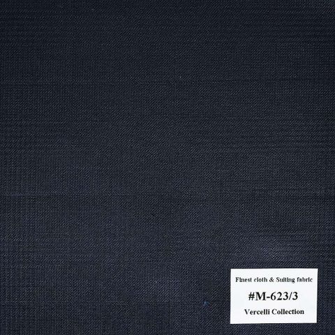 M-623/3 Vercelli V8 - Vải Suit 95% Wool - Xanh Dương Trơn