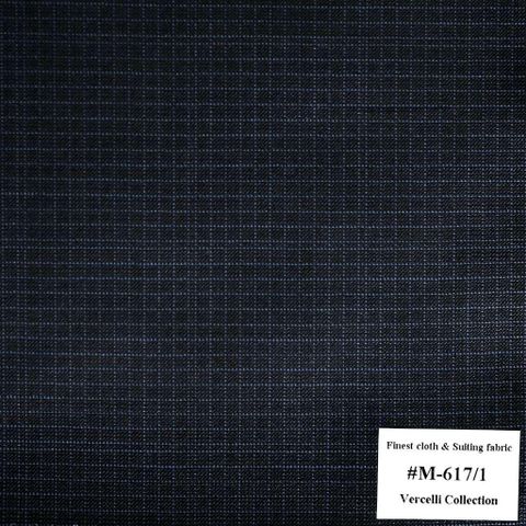 M-617/1 Vercelli V8 - Vải Suit 95% Wool - Xanh Dương Caro