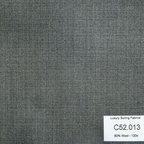 C52.013 Kevinlli V3 - Vải Suit 50% Wool - Xám Trơn