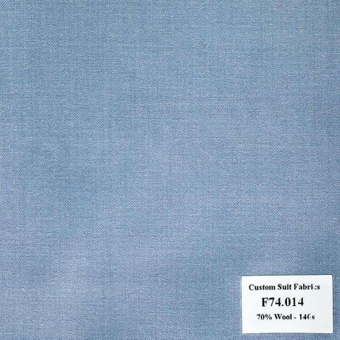 F74.014 Kevinlli V6 - Vải Suit 70% Wool - Xanh Dương Trơn