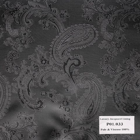 Khăn Pocket Square Hoa Vân Xám Đen  P01.033