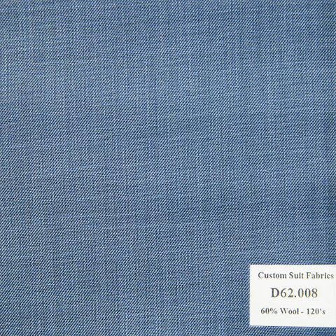 D62.008 Kevinlli V4 - Vải Suit 60% Wool - Xanh Dương Trơn