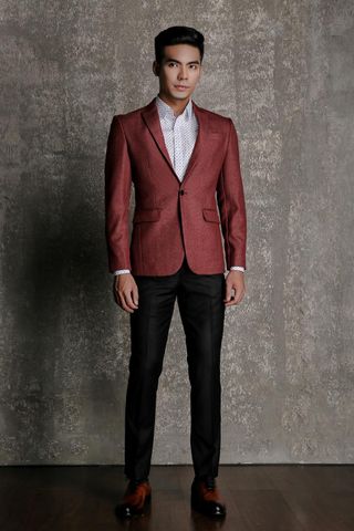 Áo Khoác Blazer Đỏ Mận - Cổ Ve Ngược -  1 Nút - 012