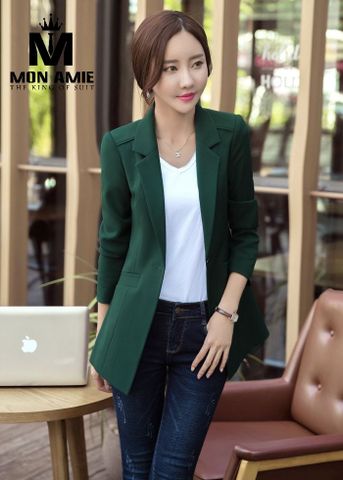 Áo Vest Khoác Blazer Nữ Phong Cách Hàn Quốc Mon Amie Xanh Rêu A50.060