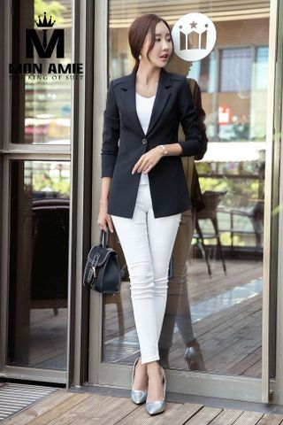 Áo Vest Khoác Blazer Nữ Phong Cách Hàn Quốc Mon Amie Màu Đen A50.002