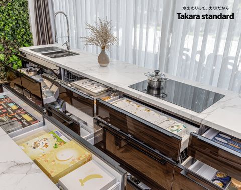 Hệ Tủ Bếp Nhật Bản Cao Cấp Lemure Chữ I Màu LGB - Biệt Thự Phố Đô Thị Sala