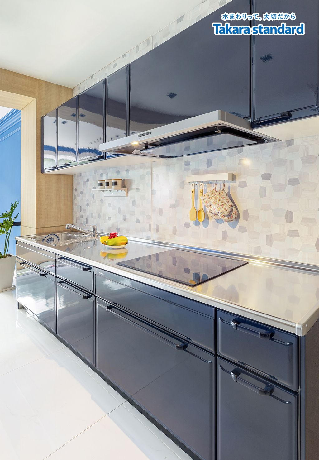 Hệ Tủ Bếp Nhật Bản Cao Cấp Edel Chữ I Màu ESN - Showroom Vạn Phúc