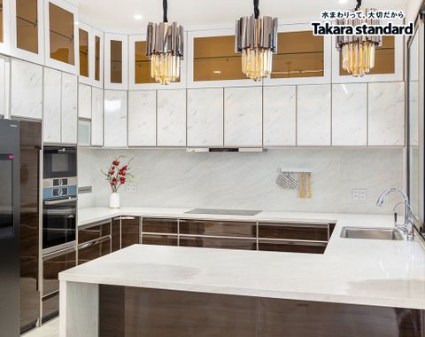 Hệ Tủ Bếp Nhật Bản Cao Cấp Lemure Chữ G - Biệt thự Vinhomes Tân Cảng