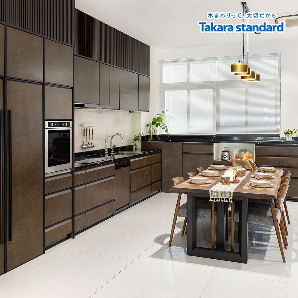 Hệ Tủ Bếp Nhật Bản Cao Cấp Lemure Chữ L Màu LRAB - Showroom Vạn Phúc