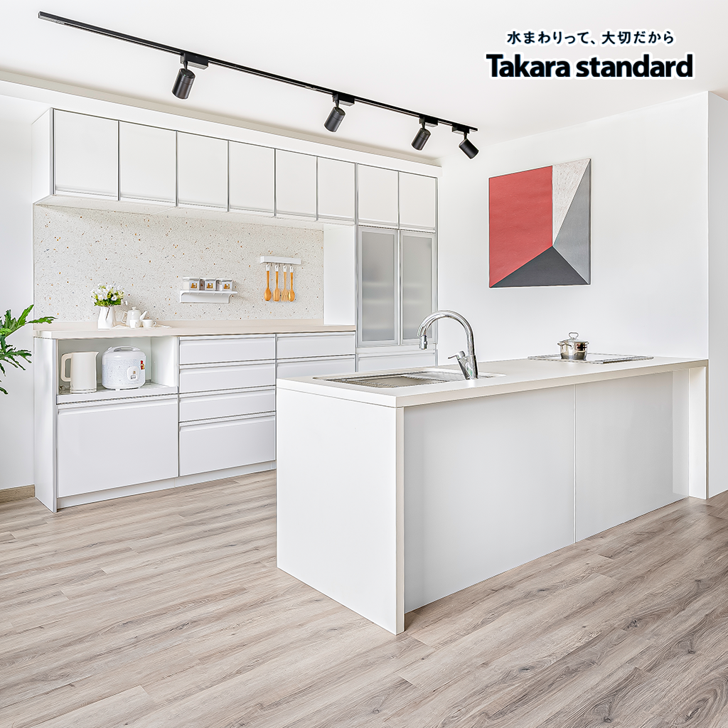 Hệ Tủ Bếp Nhật Bản Cao Cấp Treasia Chữ I Màu VSW - Nhà phố Phú Mỹ Hưng