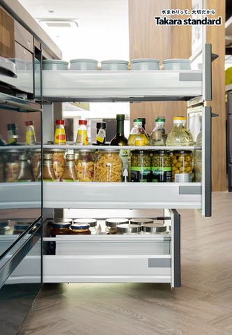 Hệ Tủ Bếp Nhật Bản Cao Cấp Treasia Chữ I Màu VSJ - Showroom Nguyễn Cơ Thạch