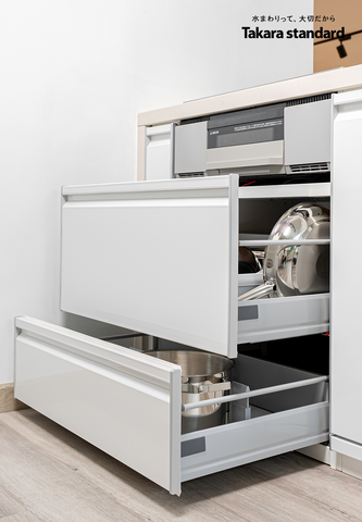 Hệ Tủ Bếp Nhật Bản Cao Cấp Treasia Chữ I Màu VSW - Nhà phố Phú Mỹ Hưng