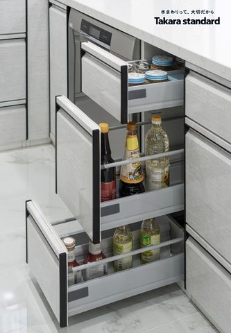 Hệ Tủ Bếp Nhật Bản Cao Cấp Treasia Chữ L Màu VTW - Nhà phố Bình Chánh