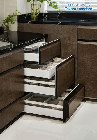 Hệ Tủ Bếp Nhật Bản Cao Cấp Lemure Chữ L Màu LRAB - Showroom Vạn Phúc