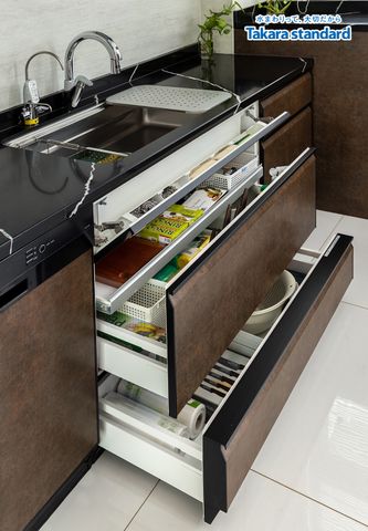 Hệ Tủ Bếp Nhật Bản Cao Cấp Lemure Chữ L Màu LRAB - Showroom Vạn Phúc