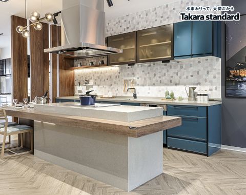 Hệ Tủ Bếp Nhật Bản Cao Cấp Treasia Chữ I Màu VSJ - Showroom Nguyễn Cơ Thạch